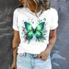 2024 Summer Leisure T-shirt Women's T-shirt Artistic Butterfly Pattern T-shirt Fashion Women's Popular Short Sleeved T-shirt