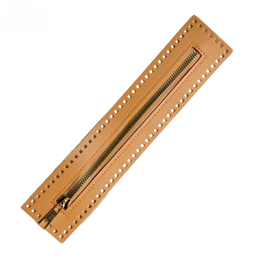 27см ПУ Ремешок Молния Золотистый Металл DIY Вязание Крючком Аксессуары для Сумок Ручной Работы