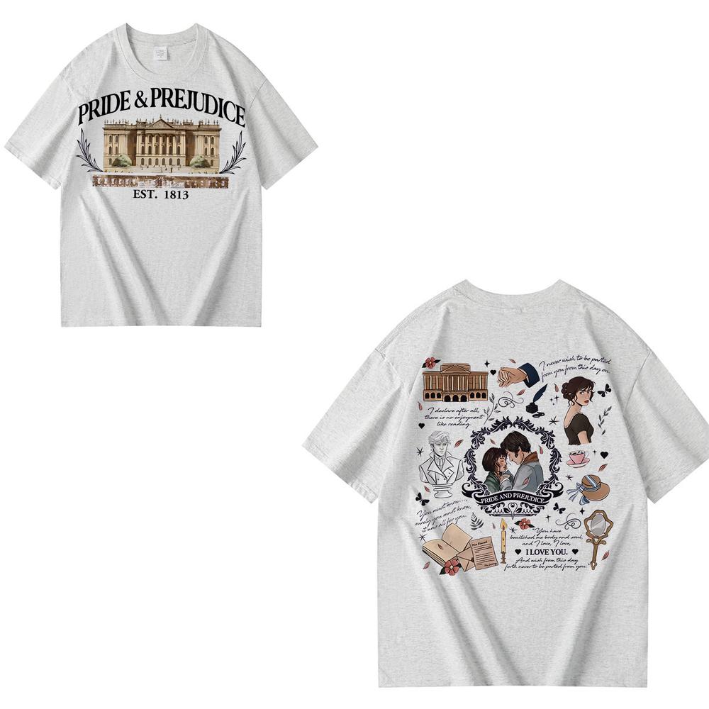 Женская хлопковая футболка Цитаты из «Гордости и предубеждения» Рубашка Романтические романы Подарок Рубашка Пемберли Рубашка для книголюба Модные укороченные топы