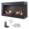 Wall Mounted Bioethanol Fireplace DELTA 900 TÜV Right-sided with Decorative Stones Set