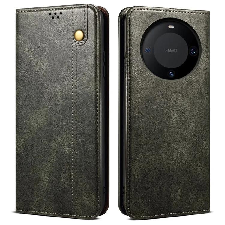 Для Huawei Mate 60 защитный чехол от царапин с восковой текстурой Crazy Horse из искусственной кожи с подставкой и чехлом-кошельком для телефона