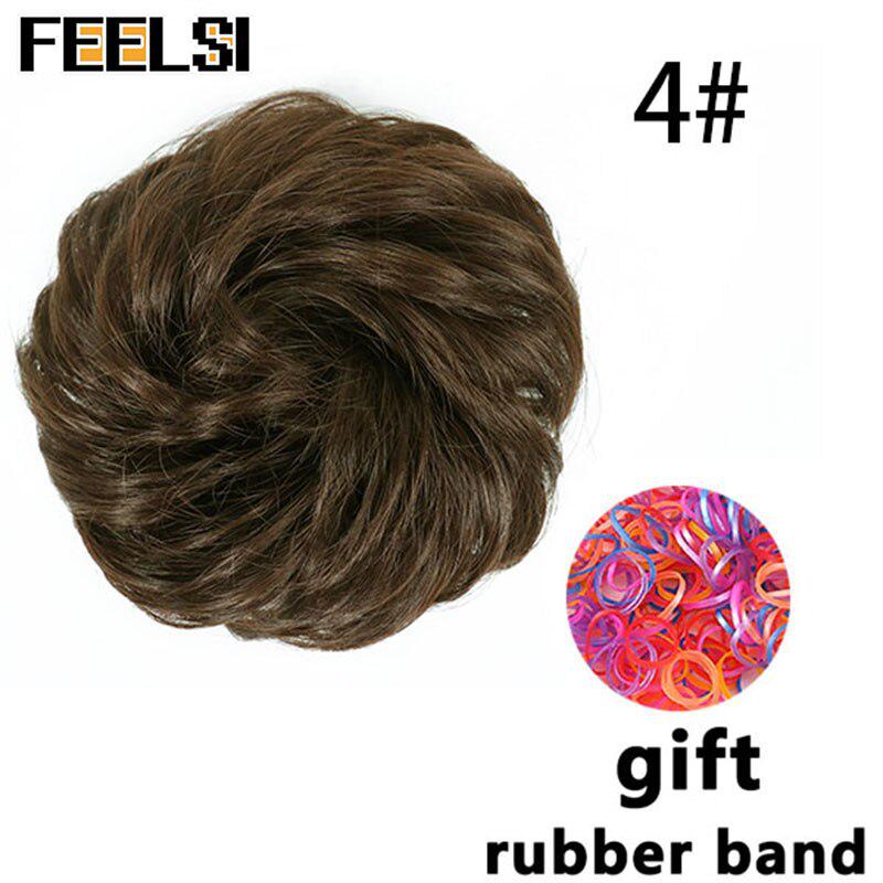 Женский вьющийся шиньон с эластичной резинкой, синтетическая резинка для волос, небрежный пучок, шиньоны