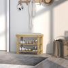 Shoe Bench with Seat, Bamboo Bench with Storage, 2 Open Compartments, Bench 60 x 29 x 49 cm Cream White