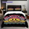 Psychedelic Smiley Face Art Print Threepiece Set 1 Duvet Cover 2 Pillowcase Without Core Soft And Comfortable Bedding Set
