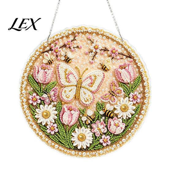 Festive Tree Ornament Crafting Christmas Rhinestone Painting Suncatcher Kit, DIY Faux Pearl Art Xmas Crafts for Adults Beginner, Acrylic Decorative