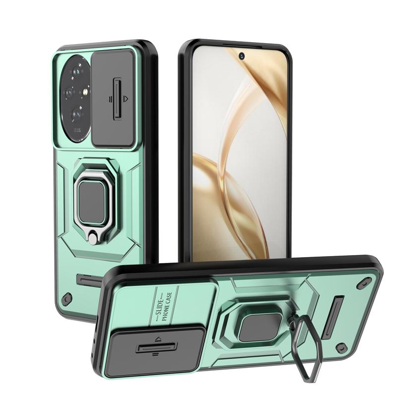 Чехол для Honor 200 Крышка Honor 200 Capas Ударопрочный ПК Задняя панель Бампер для телефона Сдвижная защита объектива Кольцо-держатель Fundas Huawei Honor 200 Honor200