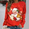 Winter Women Christmas Long Sleeve T-Shirts Sweater Santa Claus Print Tee Tops Ladies O Neck Oversized Street Fashion T-Shirt