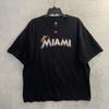 Величественная мужская футболка Miami Marlins Черная с графикой MLB Бейсбол XL Хлопок Круглый вырез