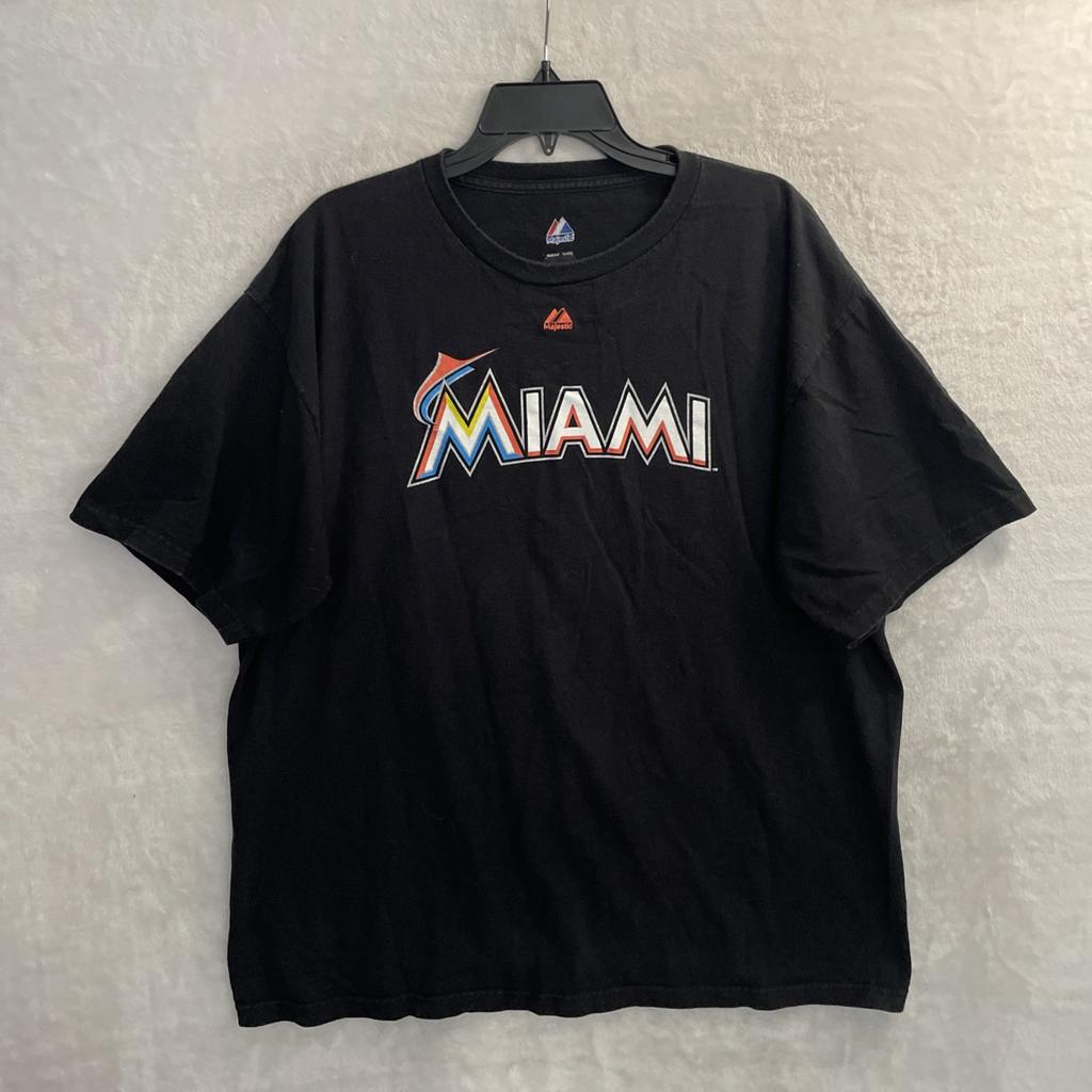 Величественная мужская футболка Miami Marlins Черная с графикой MLB Бейсбол XL Хлопок Круглый вырез