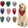 Plaid Triangle Towel Pet Scarf Soft Comfortable To Wear Fine Workmanship Water Absorbent Pet Neck Scarf for Dogs