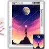 5D DIY Алмазная картина, вышивка крестом, Художественная Луна и звездное небо, Алмазная вышивка, Мозаика, Настенное украшение для дома