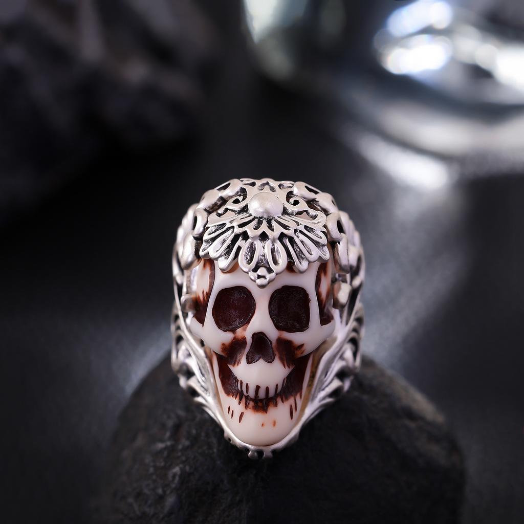 European and American Trendy Men's Punk Style Skull Ring Hollow Retro Exaggerated