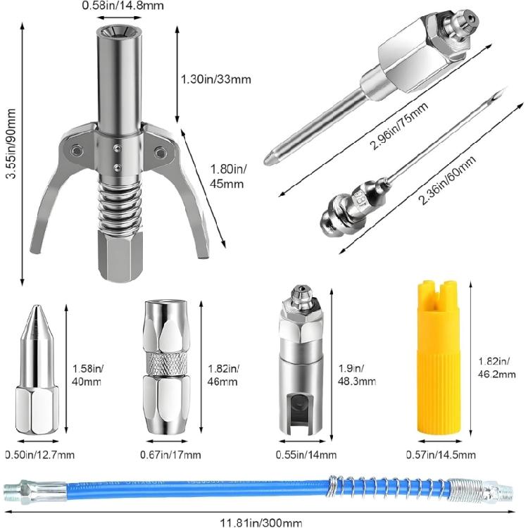 Grease Dispensing Injection Tool, 90 Degree Needle Nozzle Coupler for Mechanical Fittings Workshop Use Hard Reach Areas