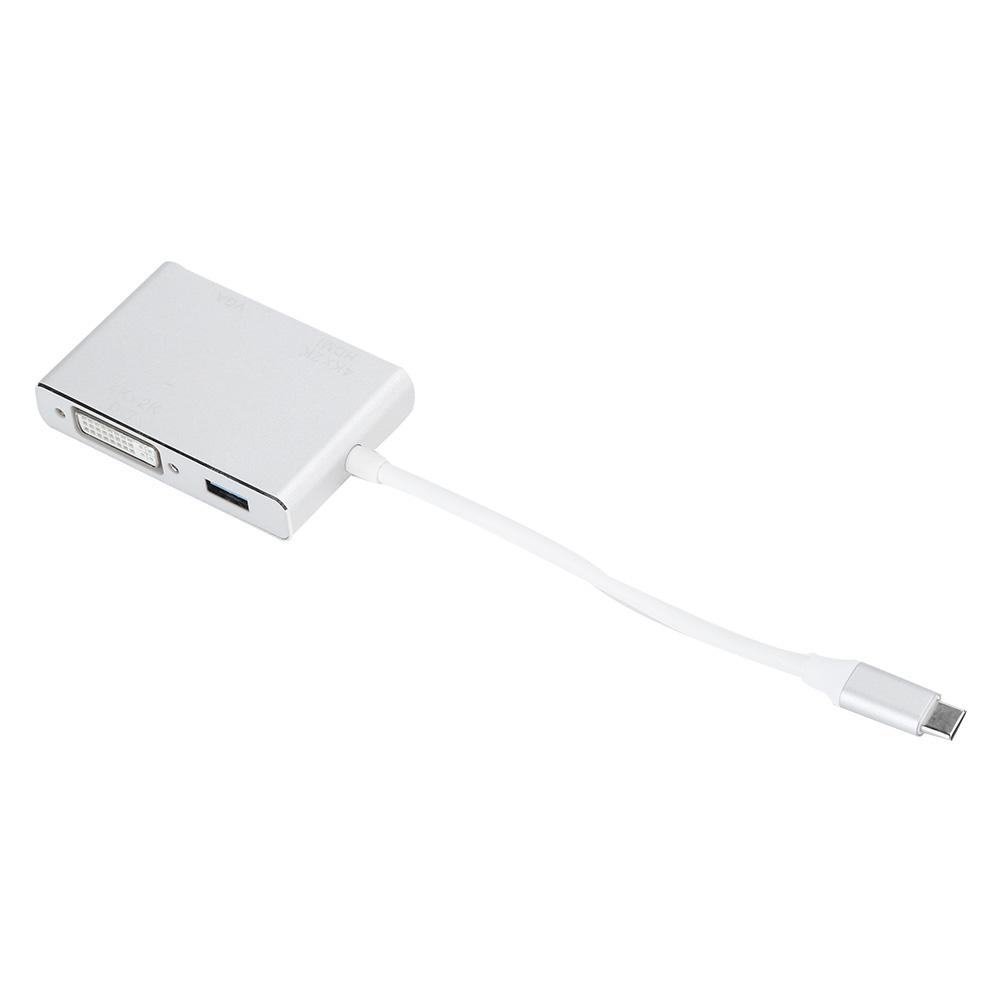 Кабель-адаптер-конвертер 4 в 1 TypeC в HDMI DVI VGA USB 3.0 Многофункциональный ноутбук