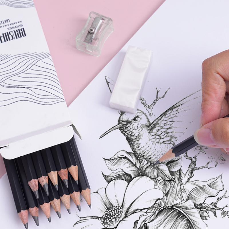 Набор карандашей для рисования, 14 шт./компл., деревянные профессиональные принадлежности для рукоделия, твердые/средние/мягкие угольные карандаши для эскизов, канцелярские принадлежности для художественной живописи