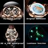 Роскошные мужские часы Водонепроницаемые Светящиеся Многофункциональные Автоматические Механические часы Часы-скелетоны