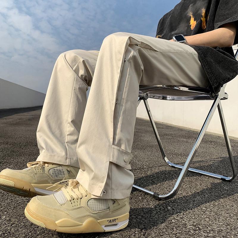 Мужские черные брюки Combat на пуговицах — американский уличный стиль, модная рабочая одежда для весны и осени, красивый расклешенный дизайн