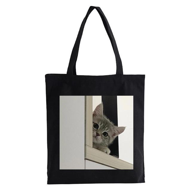 Сумка-шоппер с милым котом, кавайная женская большая холщовая сумка, эко многоразовая сумка для покупок с мультяшным котом, женская сумка