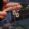 Серебряная игла капающее масло круглый квадратный асимметричные серьги простые трендовые длинные серьги ретро французские серьги женские
