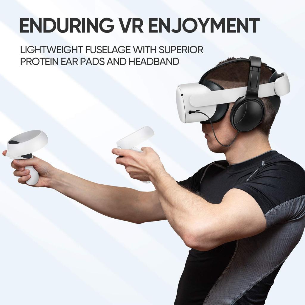 SARLAR VR Gaming Headphones for Oculus Quest 2 Headset Increase VR Immersion Custom Length Cable Optimized Game Audio Driver Memory Protein Ear Pads