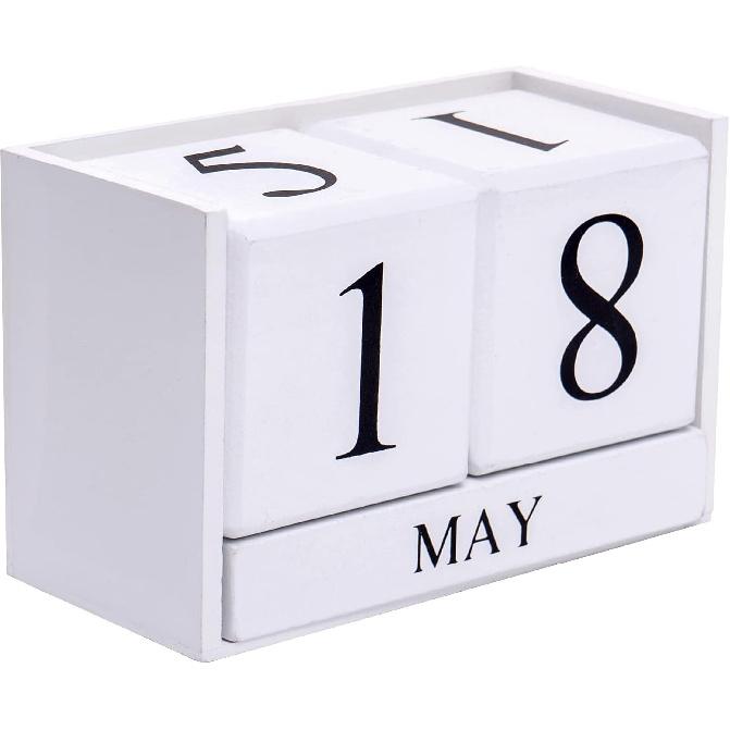 Notakia Perpetual Calendar, Wooden Calendar for Home Office Desk Accessories Vintage Wood Block Calendar(Green)