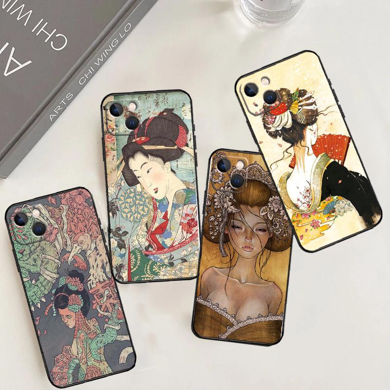 Японский чехол-кейс с гейшей для Oppo A80 A60 A40 A54 A74 A94 A18 A38 A58 A78 A98 A96 A76 A16 A15 A17 A57 A5 A6 Pro