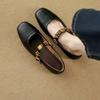 Round Head, Light Mouth Metal Buckle, Retro Single Shoes for Women, Commuting Soft Sole, Low Heel, Flat Bottom, Brown Mary Jane Shoes for Women