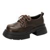 British Style Platform Heightening Small Leather Shoes Versatile Lace-up Leather Loafers