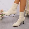 Мода 2024 Новый Тренд Мода Удобные Ботильоны с Острым Носком Женские Осень Зима Zapatos De Mujer Ботильоны Высокий Каблук Обувь Большого Размера