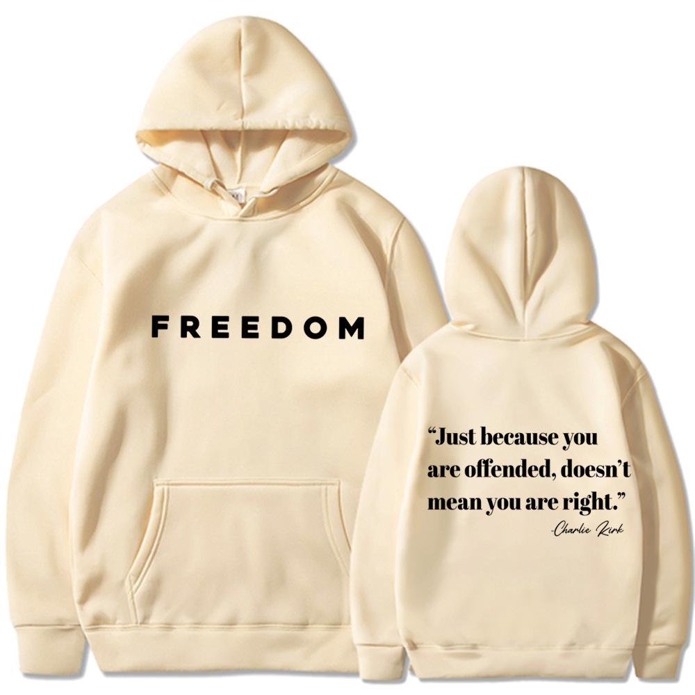 Худи с принтом 'Freedom Letter' Осень Зима Флис Повседневная Толстовка С Капюшоном для Женщин Мужчин Худи