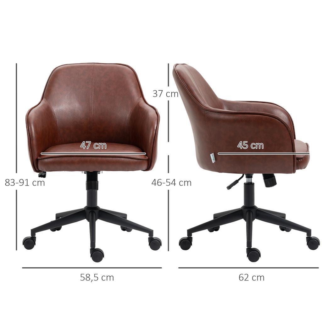 Office Chair, Height-Adjustable, Swivel Function, 58.5 cm x 62 cm x 91 cm, Brown