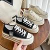 New Women's Black Platform Canvas Sneakers Lace-up Comfortable Shoes Fashion Outdoor Multi-functional Sports Canvas Shoes