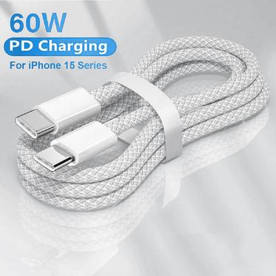 Usb C to Type C быстрая зарядка PD 60W мобильный телефон дата кабель для iPhone15 Android Samsung Huawei Type C плетеный зарядный кабель