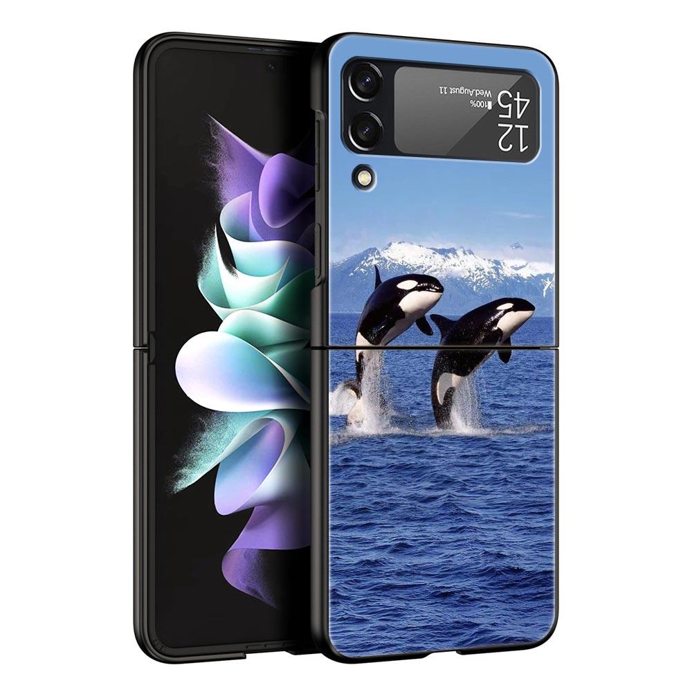 Океанская косатка милая косатка Чехол для телефона Samsung Galaxy Z Flip3 Flip4 Flip5 PC Корпус для Z Flip 3 4 5 Жесткая складная крышка