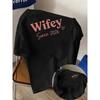 Wifey, Since 2026 Print Tshirt Short Sleeve Crew Neck Casual Top for Summer Spring, Women's Clothing
