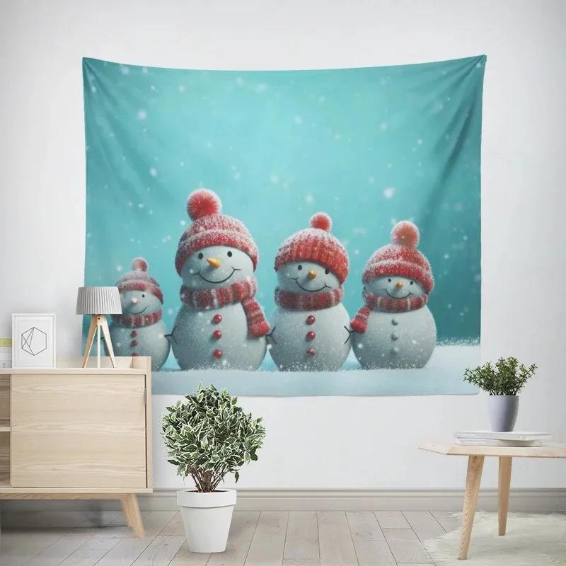 Рождественский новогодний узор снеговика гобелен гостиная диван домашний декор гобелен