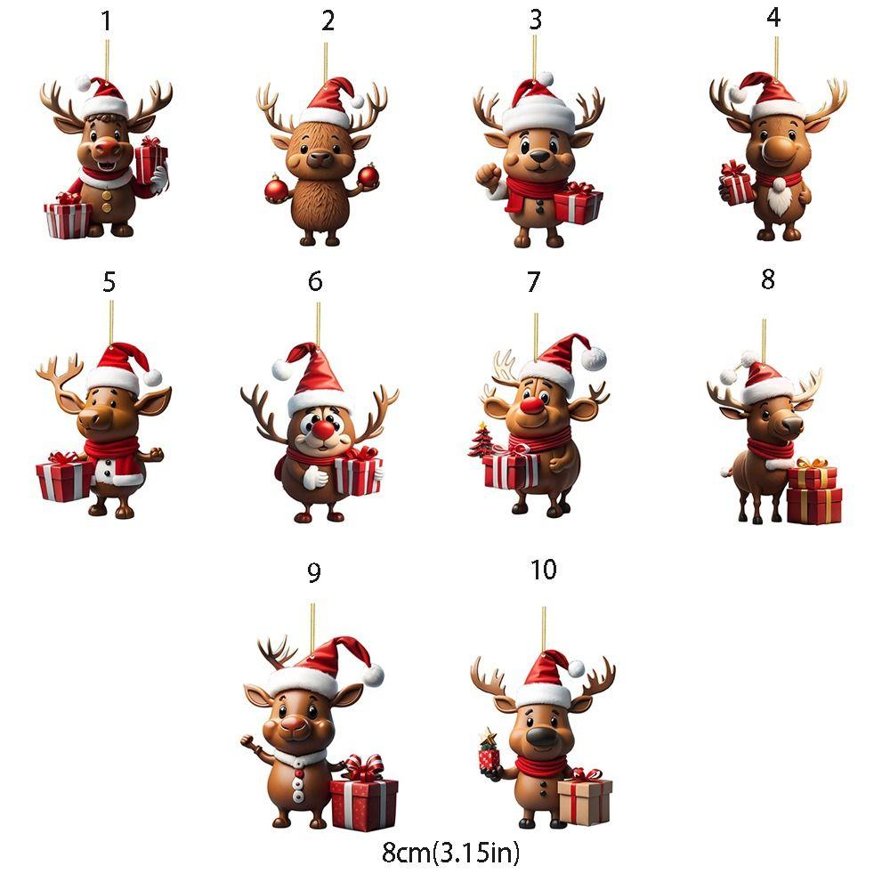 Cute Elk Hanging Oranments Cartoon Acrylic Christmas Elk Fashion Xmas Tree Elk Pendants Home Decor