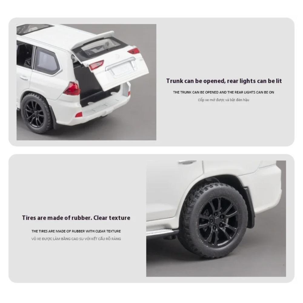 1/32 LEXUS LX570 Внедорожник Сплав Внедорожный Литой Металлический Модель Звук и Свет Игрушка с Откатом Модный Дисплей Украшение Подарок для Мальчика Коллекционировать