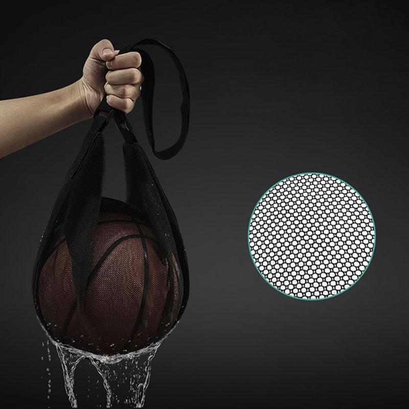 Sport Equipment Storage Net Bag for Carring Basketball Soccer Single Football Bag with Zippers Pocket Mesh Shoulder Bag
