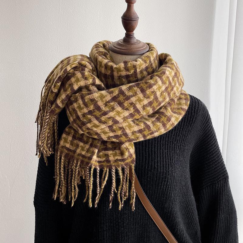 Print Logo Design Fluffy Double Sided Woven Cashmere Scarf Pashmina Shawl