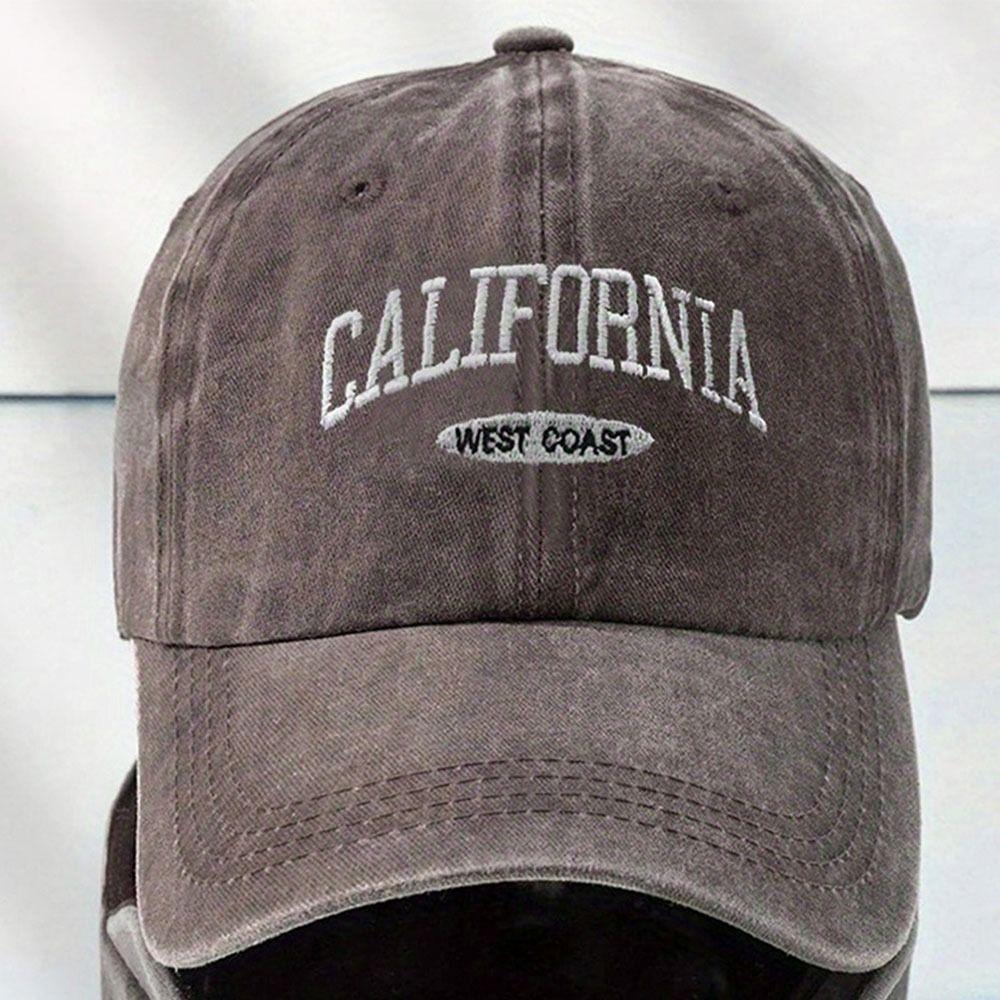 Unisex Embroidered Baseball Cap "California West Coast" Lettering Duckbill Cap for Women & Men