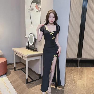 2025 Весна/Лето Сексуальное Ретро Разрезное Платье Cheongsam Высокого Качества