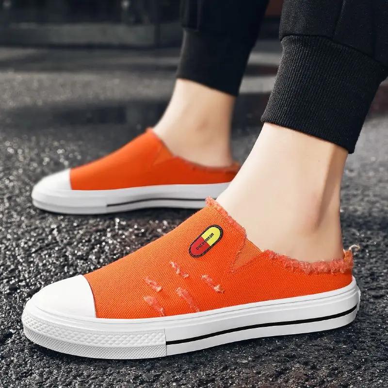 Outdoor Men's Shoe Canvas Flat Male Slipper Fun Eva Clappers 2024 Adult Cheap Shoes 2025 New In Trend Comfortable Style Slides