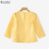 ZANZEA Women Casual Square Collar Summer 3/4 Sleeve Slim Blouse
