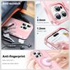 For iPhone 16 Pro Case Frosted TPU+PC Phone Cover with Magnetic Kickstand PET Screen Protector Compatible with MagSafe