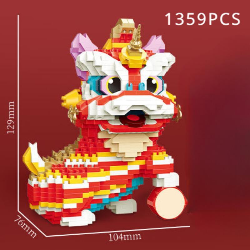 Просыпайся, лев, дракон, год, новогодний подарок, строительные блоки, детские развивающие головоломки, новогодние игрушки, строительные блоки