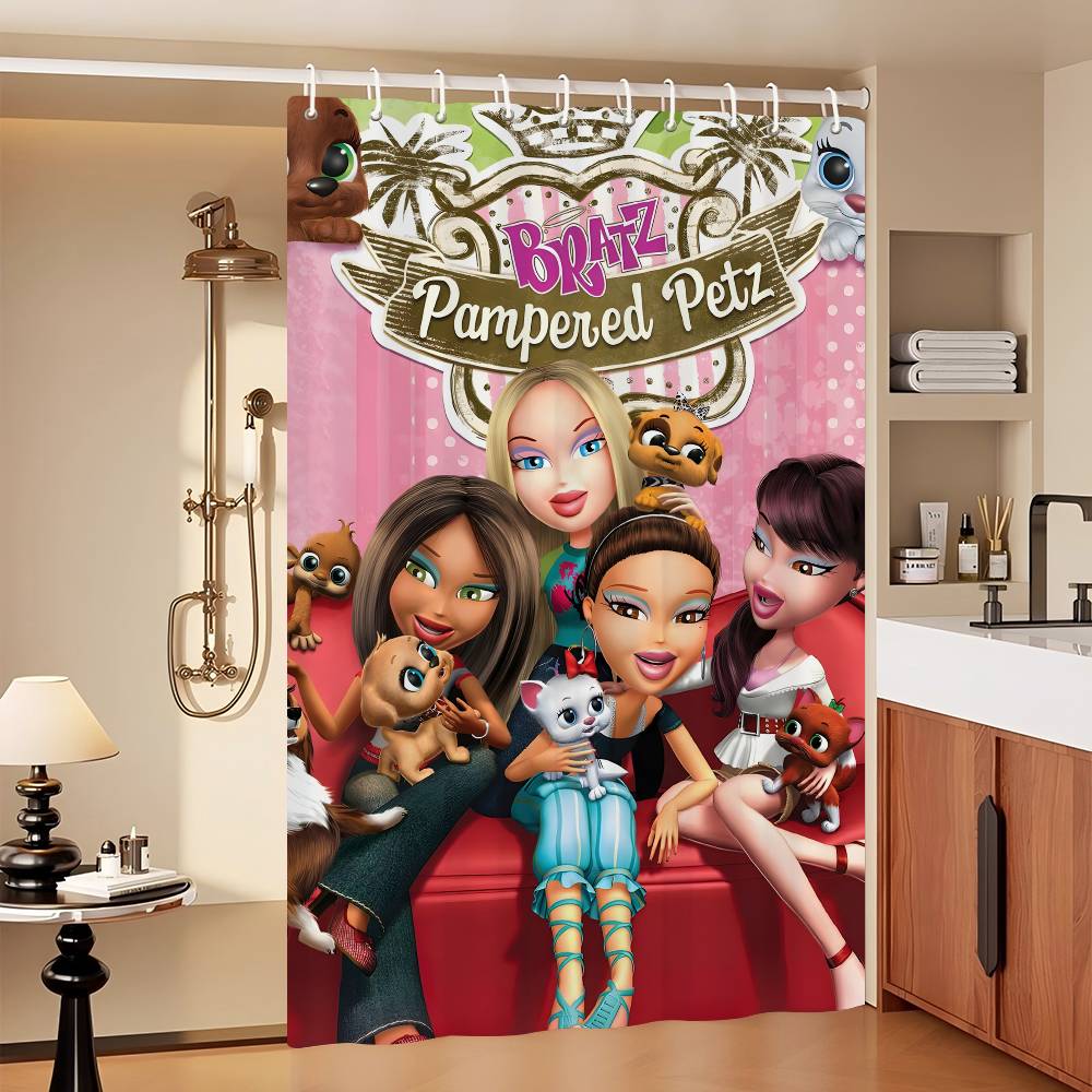 Кукла Братц Классическая Занавеска для Душа, Декоративная Занавеска для Душа для Ванной Комнаты, Водонепроницаемая Занавеска для Душа с Крючками