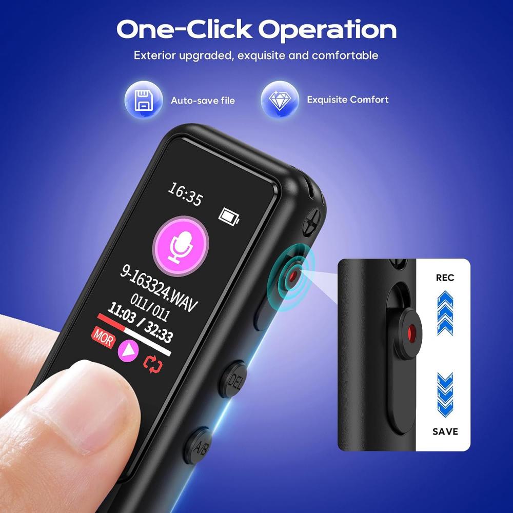 Диктофон на 64 ГБ — модернизированный цифровой диктофон с голосовым управлением и технологией шумоподавления AI, диктофон с функцией воспроизведения