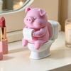 Cartoon Pig Figurine 3D Printed Pig Sitting on Toilet Cute Pig Desktop Ornaments  Home Office