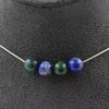 Stones and Minerals. Necklace 4 Azurite Chrysocolla Beads 8 Mm. Stainless Steel Chain Necklace Women Men. Custom Size